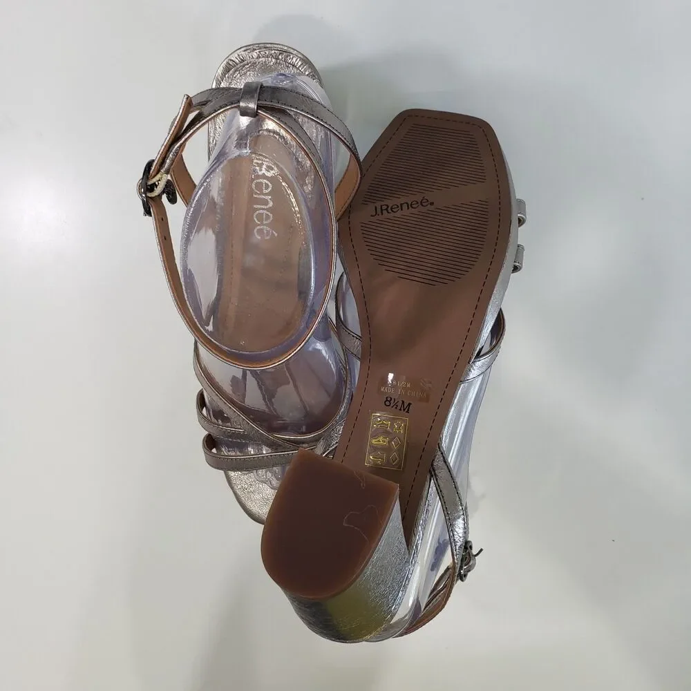 Like New J. Renee Women's Open Toe Silver 3